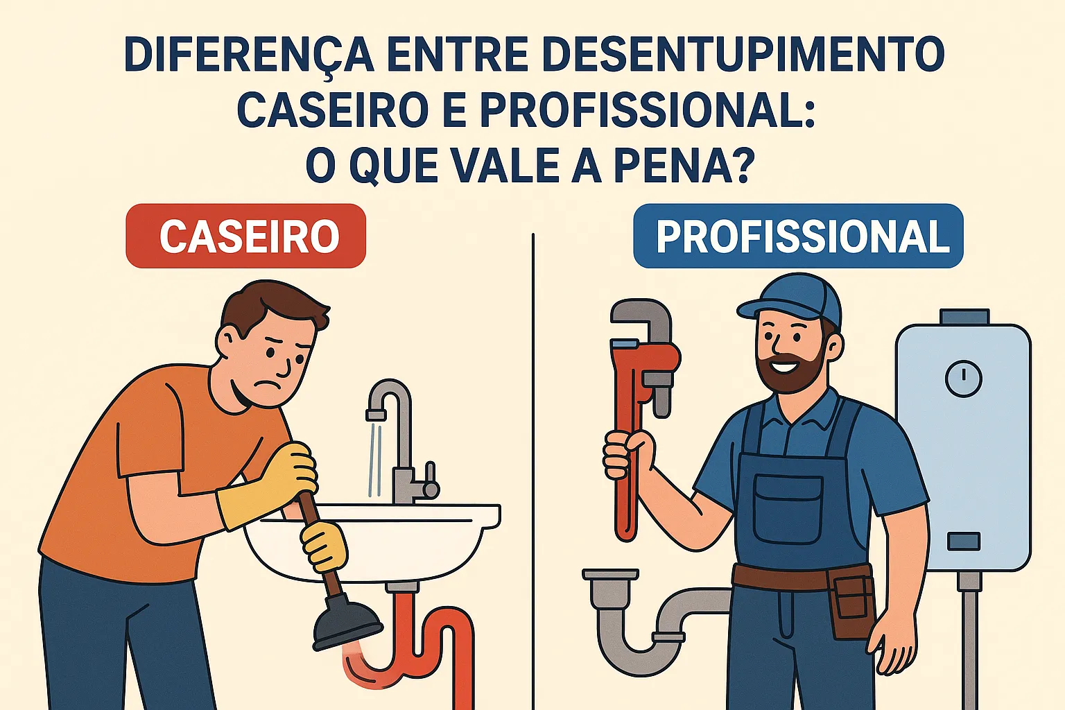 Desentupimento Caseiro vs Profissional